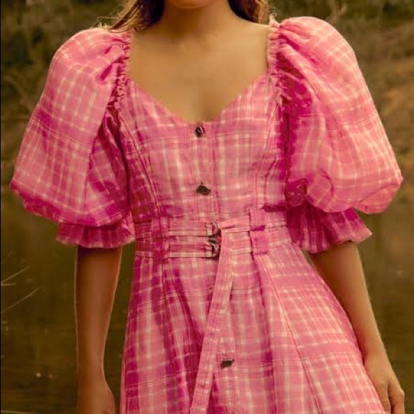 AJE Bungalow MIDI Dress Pink Check • Size 10 • RRP $695 AUD - Picture 4 of 16